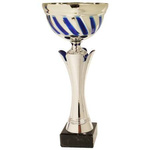Puchar BI BIE.SERIE18.B H27 – srebrno-niebieskie trofeum sportowe z personalizacją