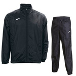 Zestaw ortalionowy Joma - czarna kurtka Iris 100087.100 + spodnie Leeds 100514.100, wodoodporny, oddychający, z kapturem i kieszeniami