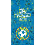 Ręcznik MAZOWSZE GRÓJEC 1-strona – mikrofibra z nadrukiem sublimacyjnym logo i napisem, w barwach niebiesko-żółtych dla kibiców