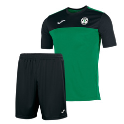 Komplet meczowy Joma KS TERESIN zielony - zielona koszulka z herbem, napisem i numerem oraz czarne spodenki