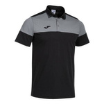 Koszulka polo Joma Crew V 103297.111 czarno szara piłkarska koszulka polo z kołnierzykiem