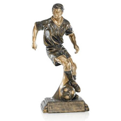Statuetka piłkarska PC 52651 H33 – trofeum sportowe, figurka piłkarza w biegu, antyczne wykończenie, 33 cm