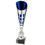 Puchar BI BIE.SERIE47 H57 – srebrno-niebieskie trofeum sportowe z personalizacją