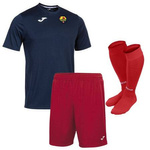 Komplet treningowy LIDER ZAKROCZYM – koszulka z herbem 3D, czerwone spodenki i getry, oddychający materiał, personalizowany