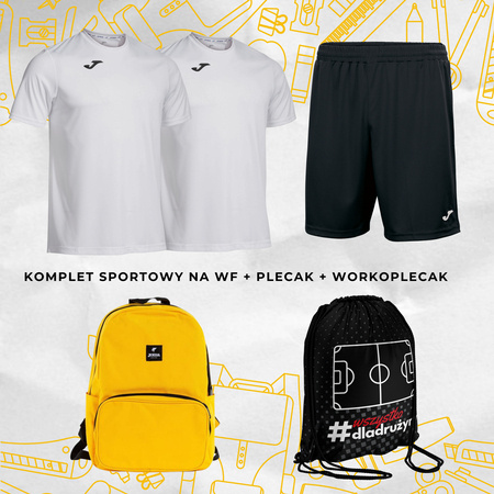 2x koszulka + spodenki komplet sportowy JOMA na WF strój sportowy do szkoły na zajęcia wychowania fizycznego + plecak szkolny + workoplecak ONZE mini