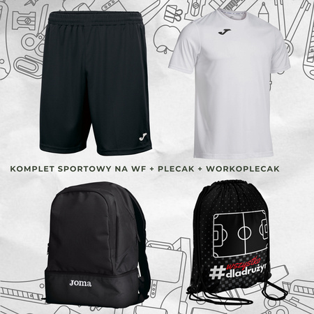 Komplet sportowy JOMA na WF strój sportowy do szkoły na zajęcia wychowania fizycznego + plecak sportowy z dolną komorą + workoplecak ONZE mini