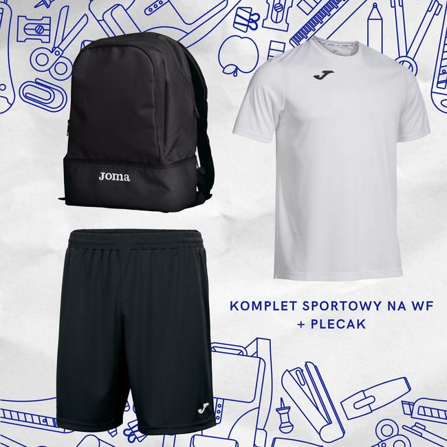 Komplet sportowy JOMA na WF strój sportowy do szkoły na zajęcia wychowania fizycznego + plecak sportowy z dolną komorą