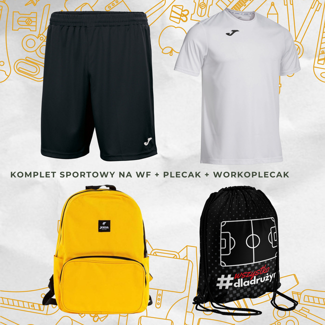 Komplet sportowy JOMA na WF strój sportowy do szkoły na zajęcia wychowania fizycznego + plecak szkolny + workoplecak ONZE mini